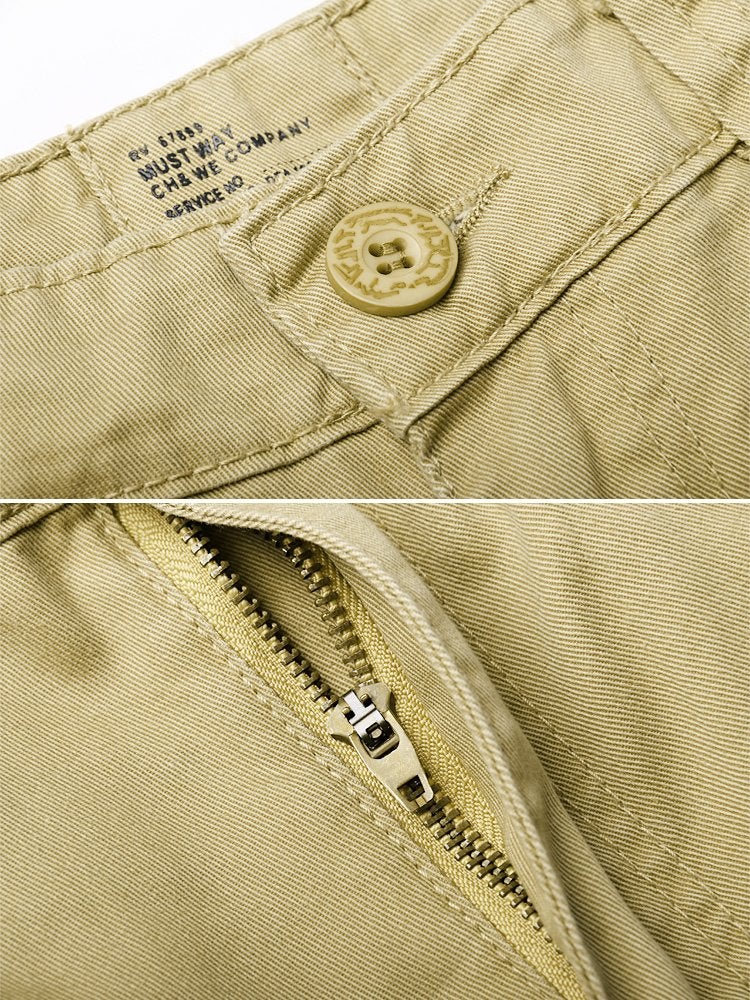 OCHENTA Men's Cotton Casual Cargo Work Pants Military Tactical Combat with 8 Pockets Hiking Khaki 34 - Image 4